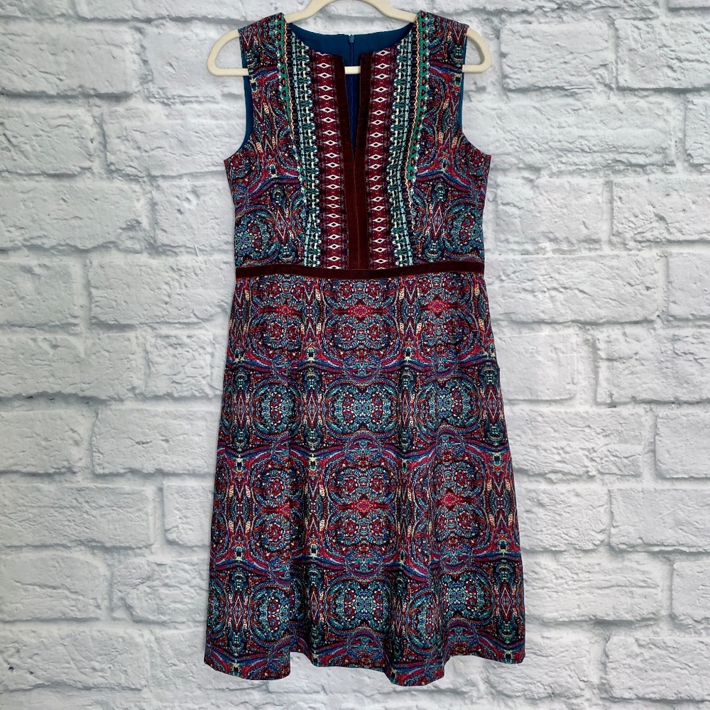 Nanette Lepore Exotic Print Split Neck Dress